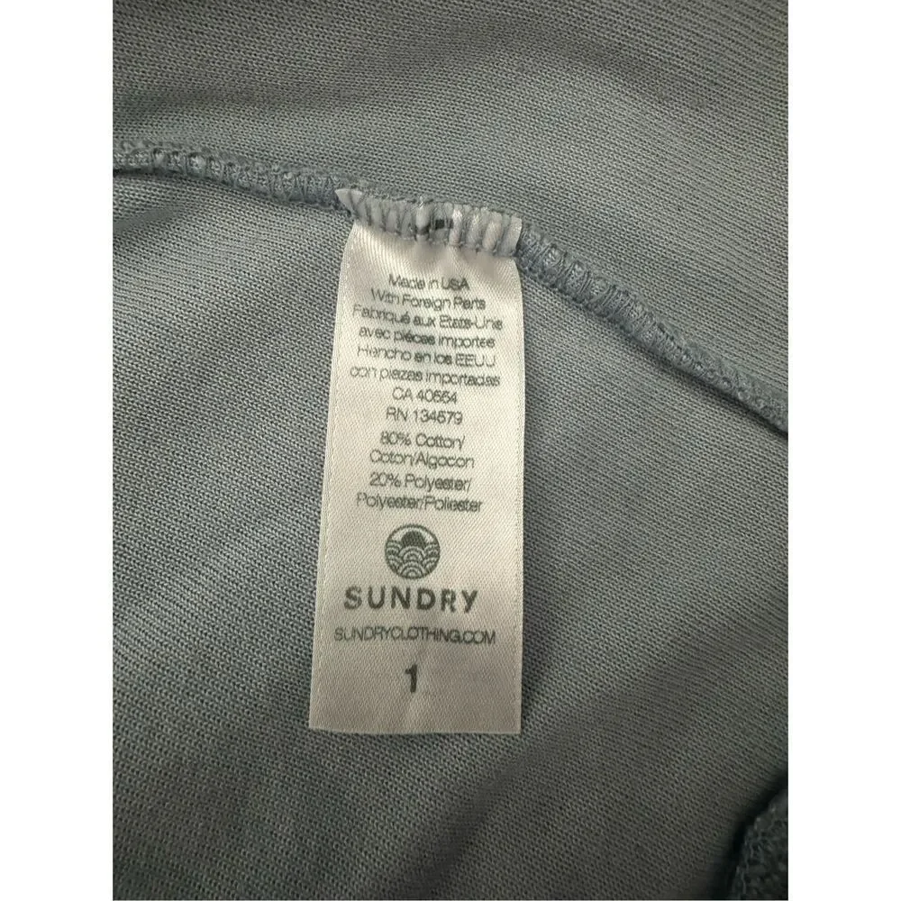 Sundry Zip Up Hoodie Velour Light Blue W/ Red Zipper Size 1 Small